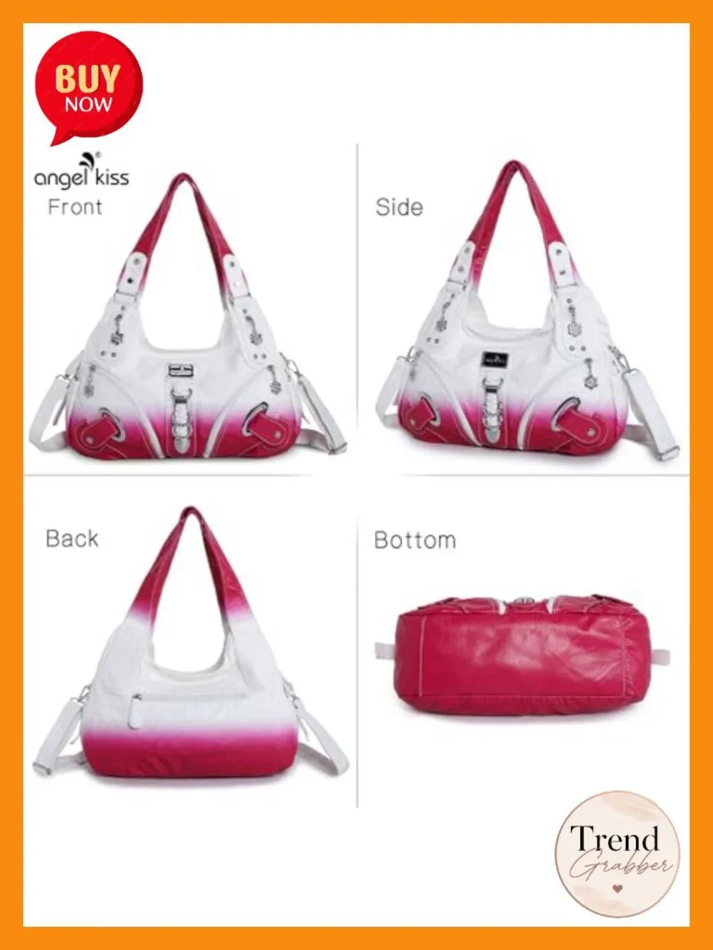 Washed PU Leather Hobo Bag with Convertible Strap Large Satchel